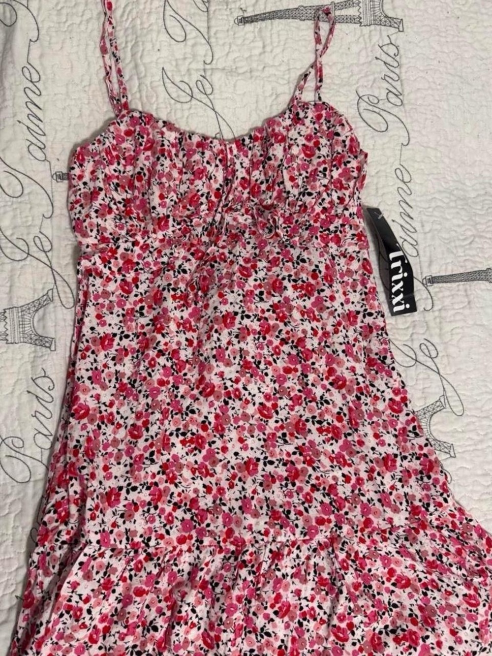 Trixxi Pink & Red Floral Midi Dress
